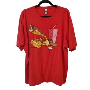 Shirt Woot 2X 100% Cotton Cat Kitty Print Red Short Sleeve Tee